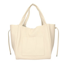 Kožená shopper kabelka 1112 béžová Made in Italy