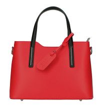 Genuine Leather Handbag 1364 red+black Made in Italy