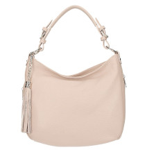 Leather shoulder bag 210 powder pink Made in Italy