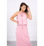 Long dress with slit MI8893 powder pink