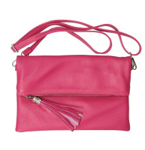Borsa a mano in vera pelle 668 fucsia