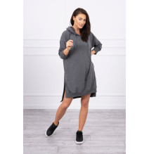 Dress with extended back and with e hood MI9078 graphite