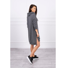 Dress with extended back and with e hood MI9078 graphite