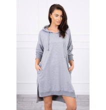 Dress with extended back and with e hood MI9078 gray
