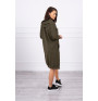Dress with extended back and with e hood MI9078 khaki