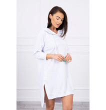 Šaty s predĺženou zadnou stranou a kapucňou MI9078 biele