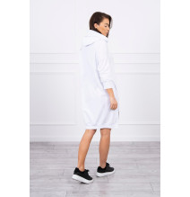 Šaty s predĺženou zadnou stranou a kapucňou MI9078 biele