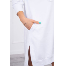 Šaty s predĺženou zadnou stranou a kapucňou MI9078 biele