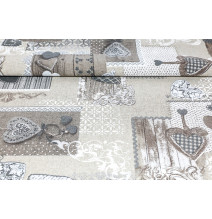 Runner patchwork taupe hearts Made in Italy