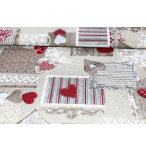 Runner patchwork red hearts Made in Italy