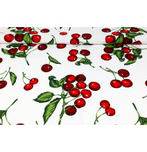 Fabric Cotton panama cherries