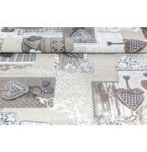 Stoffe patchwork mit taupe Herzen
