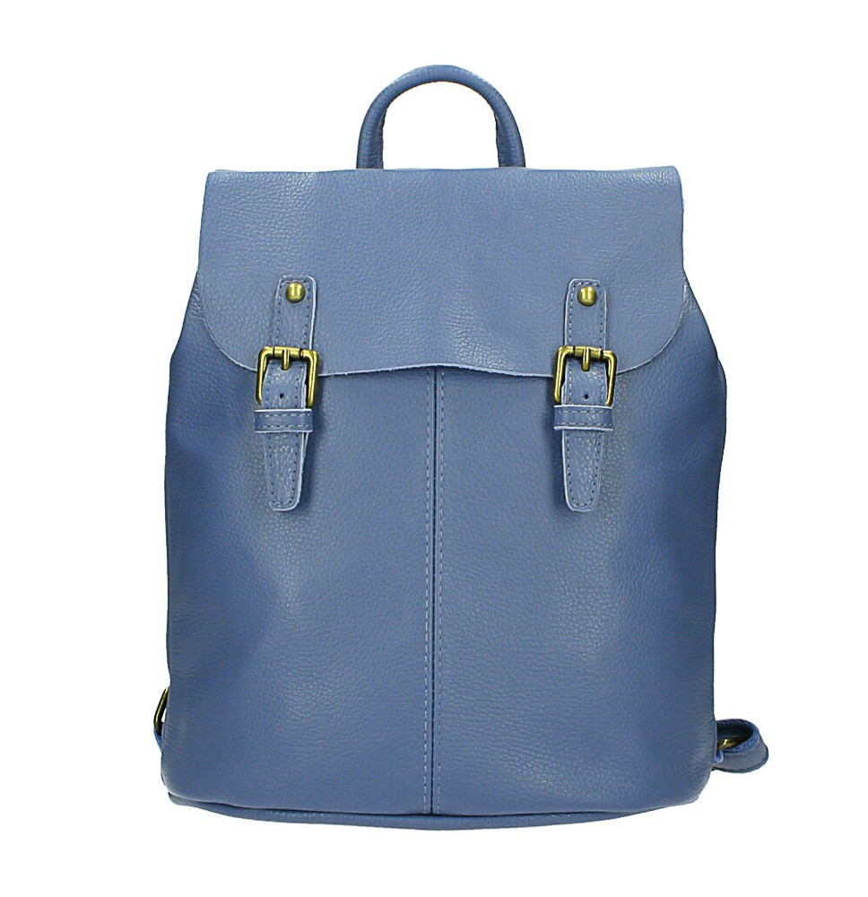 Leather backpack MI202 azure blue Made in Italy