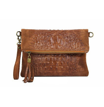 Kožená kabelka krokodýl 630 hnědá