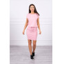 Viscose dress tied at the waist with short sleeves MI9074 dark powder pink