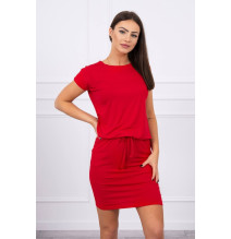 Viscose dress tied at the waist with short sleeves MI9074 red