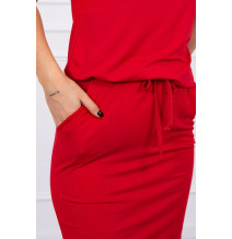 Viscose dress tied at the waist with short sleeves MI9074 red