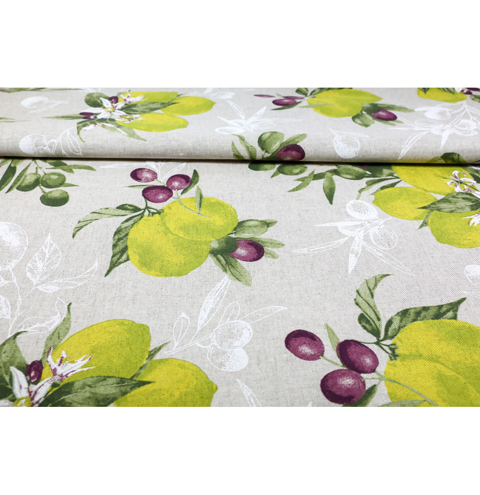 Tessuto al metro - tela - limoni con olive
