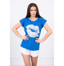 Dámske tričko s potlačou pier MI8985 azurovo modré