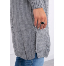 Ladies long sweater with braids MI2019-1 gray