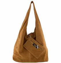 Suede Leather Maxi Bag  804A cognac