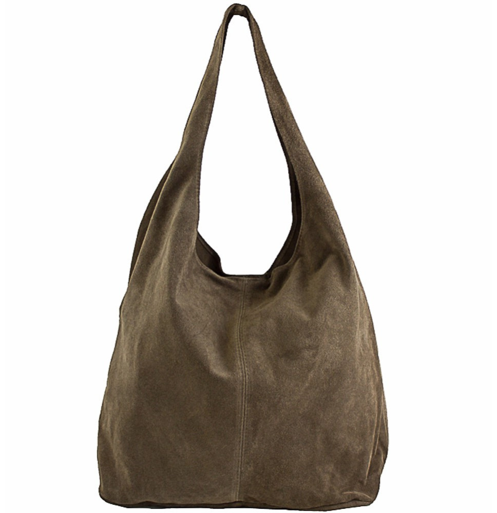 Suede Leather Maxi Bag  804A dark taupe
