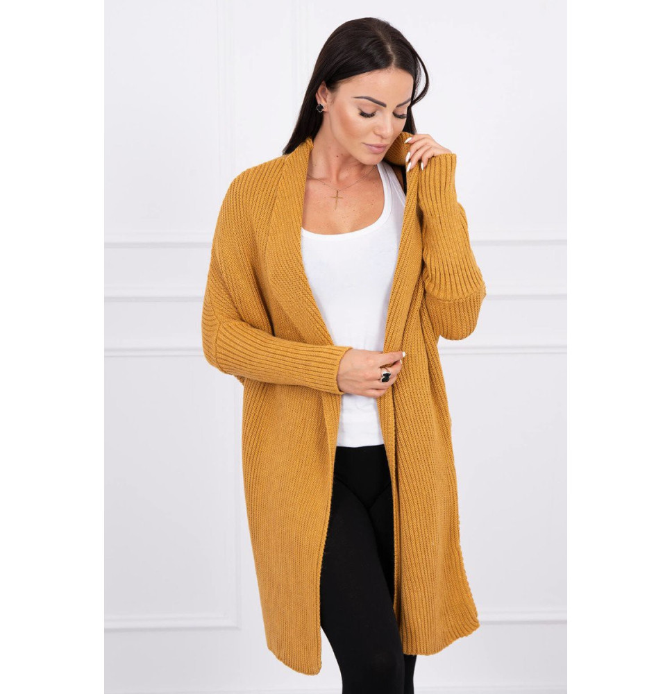 Dámsky sveter s rukávmi typ netopiera MI2019-13 okrový