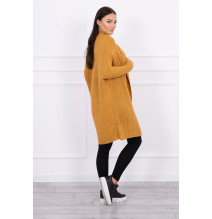 Dámsky sveter s rukávmi typ netopiera MI2019-13 okrový