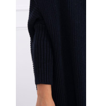 Dámsky sveter s rukávmi typ netopiera MI2019-13 tmavomodrý