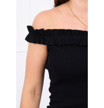 Of the shouldrer dress with frills MI9097 black