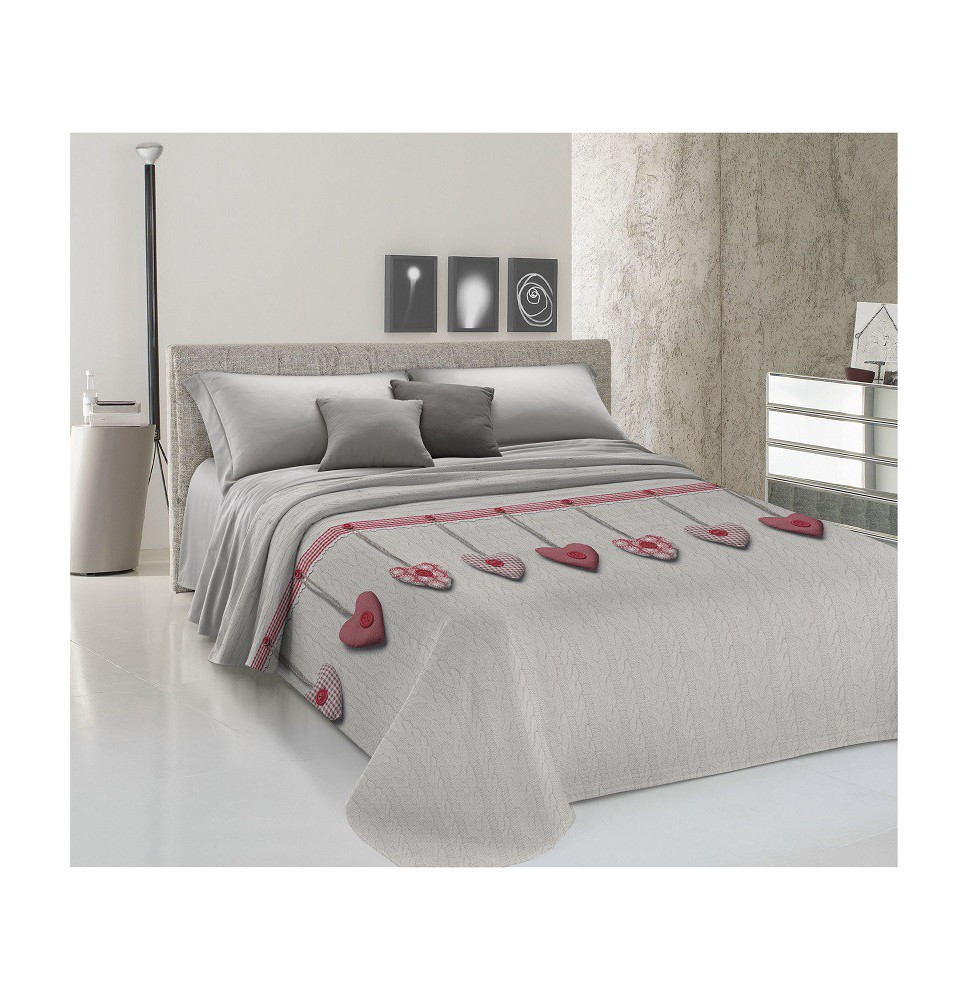 Bedcover Piquet Hanging hearts red