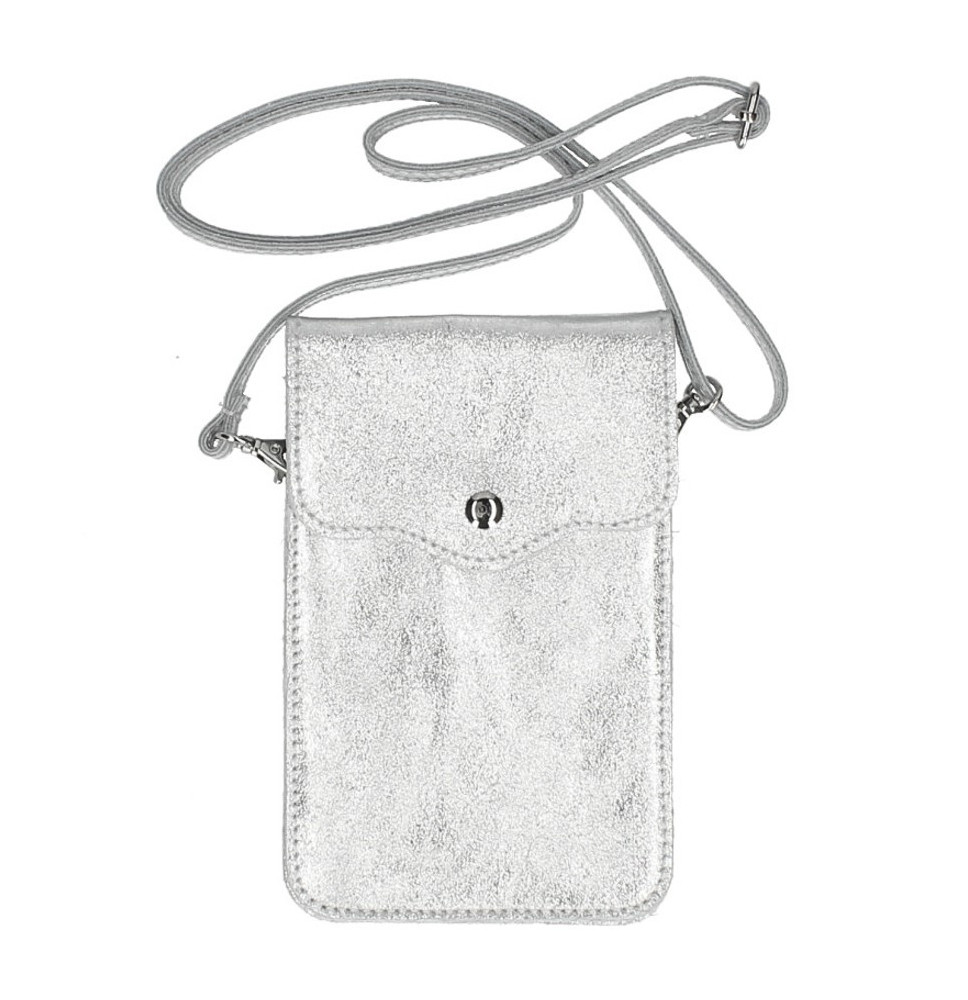 Kožené pouzdro na mobil MI895 stříbrné Made in Italy