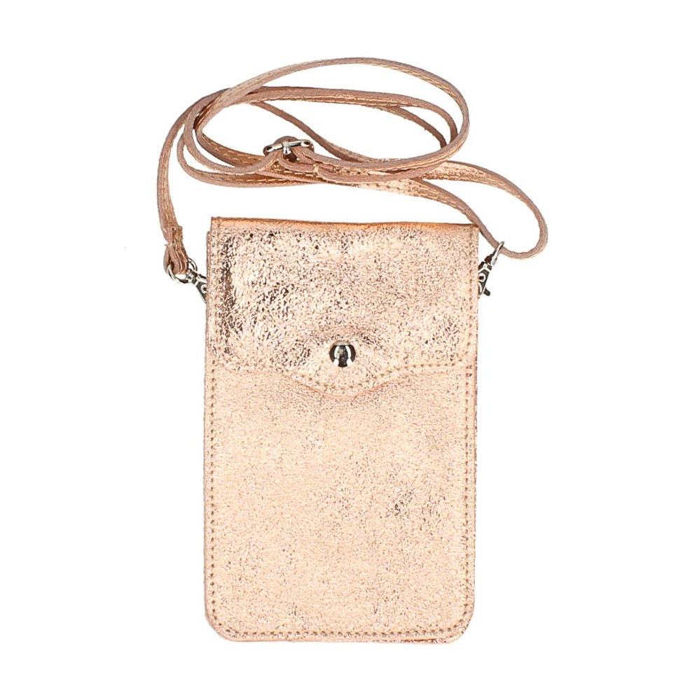Leather strap pocket for Mobile MI895 pink gold Made in Italy