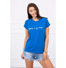 Women T-shirt SHOPPING IS MY CARDIO azure blue MI65297