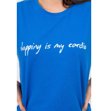 Women T-shirt SHOPPING IS MY CARDIO azure blue MI65297