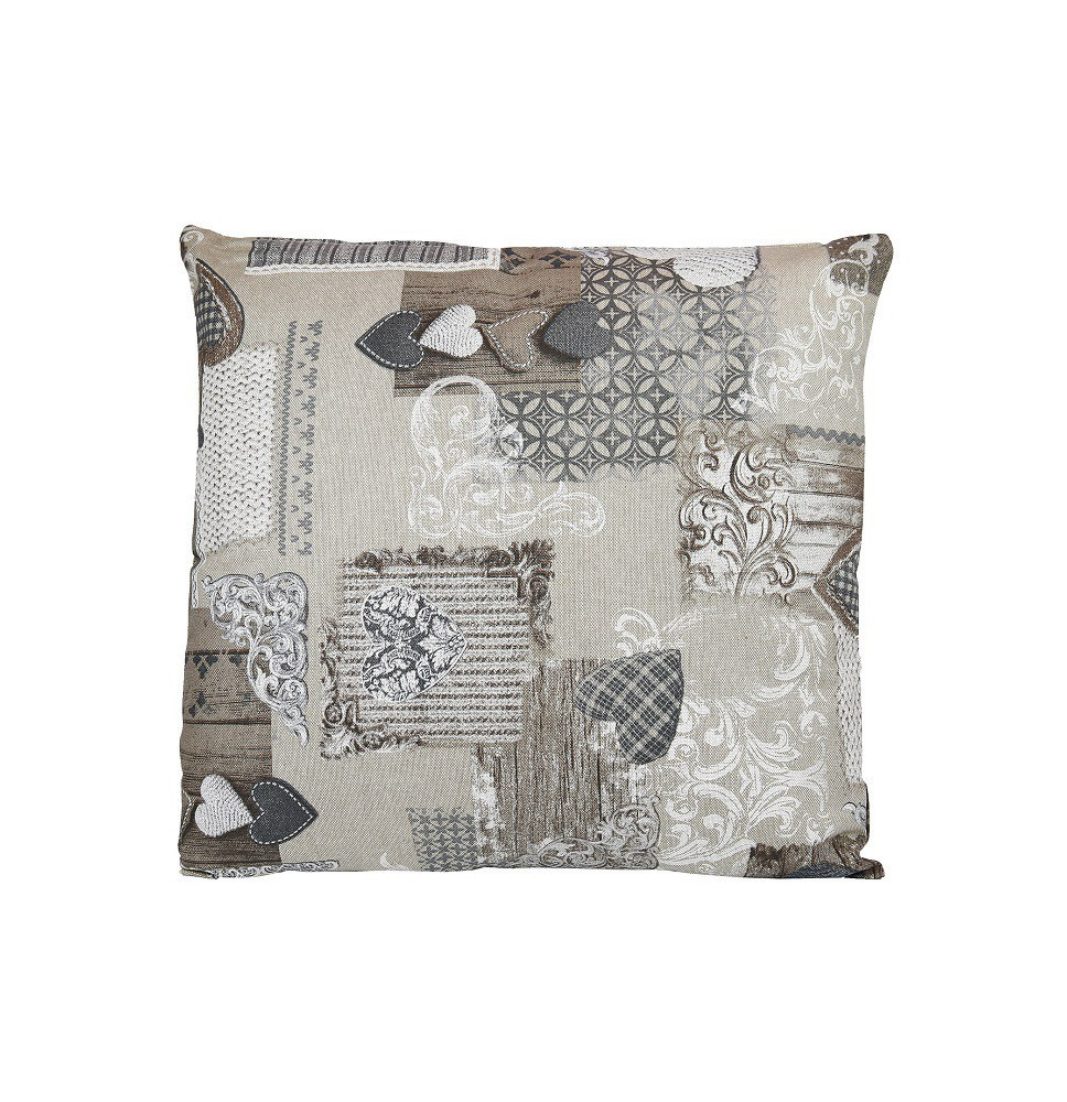 Pillowcase 40x40 cm patchwork taupe hearts