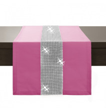 Běhoun na stůl Glamour se zirkony světle růžový