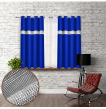 Curtain on rings with mirrors 140x160 cm azure blue