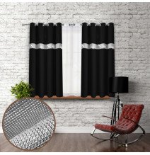 Curtain on rings with mirrors 140x160 cm black