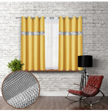 Tenda su anelli con zirconi 140x160 cm giallo pastello