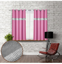 Curtain on rings with mirrors 140x160 cm pink