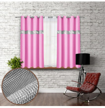 Curtain on rings with mirrors 140x160 cm light pink