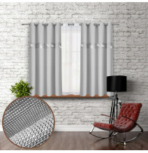 Curtain on rings with mirrors 140x160 cm light gray