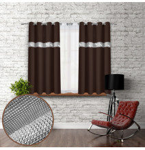 Curtain on rings with mirrors 140x160 cm dark brown