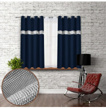 Tenda su anelli con zirconi 140x160 cm blu navy