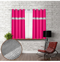 Tenda su anelli con zirconi 140x160 cm rosa scuro