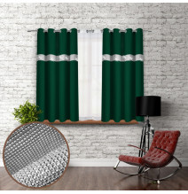 Curtain on rings with mirrors 140x160 cm dark green