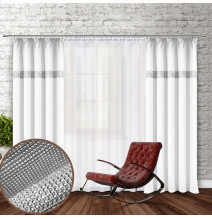 Curtain with plater tape and with zircons 140x250 cm white