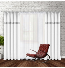 Curtain with plater tape and with zircons 140x250 cm white