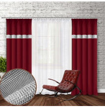 Curtain with plater tape and with zircons 140x250 cm bordeaux